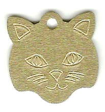 Gold Cat face pet tag